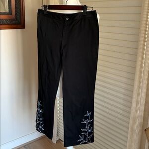 So Blue by Siorid Olson black Capris with embroidered Design